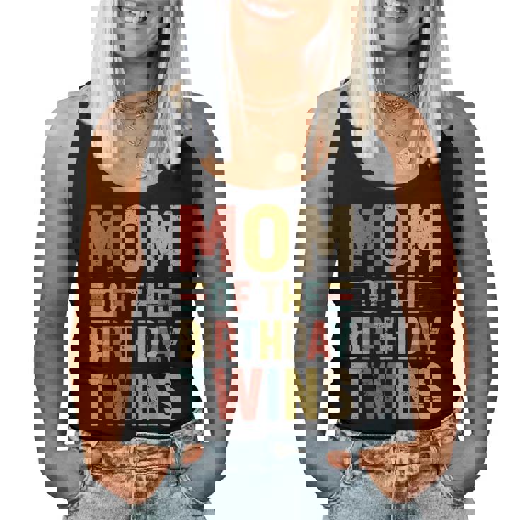 Mom Of The Birthday Twins Family Matching Bday Party Women Tank Top