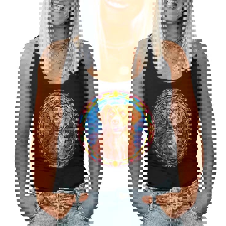 Novacotia Duck Tolling Retriever Toller Dog ステンドグラス レディースタンクトップ