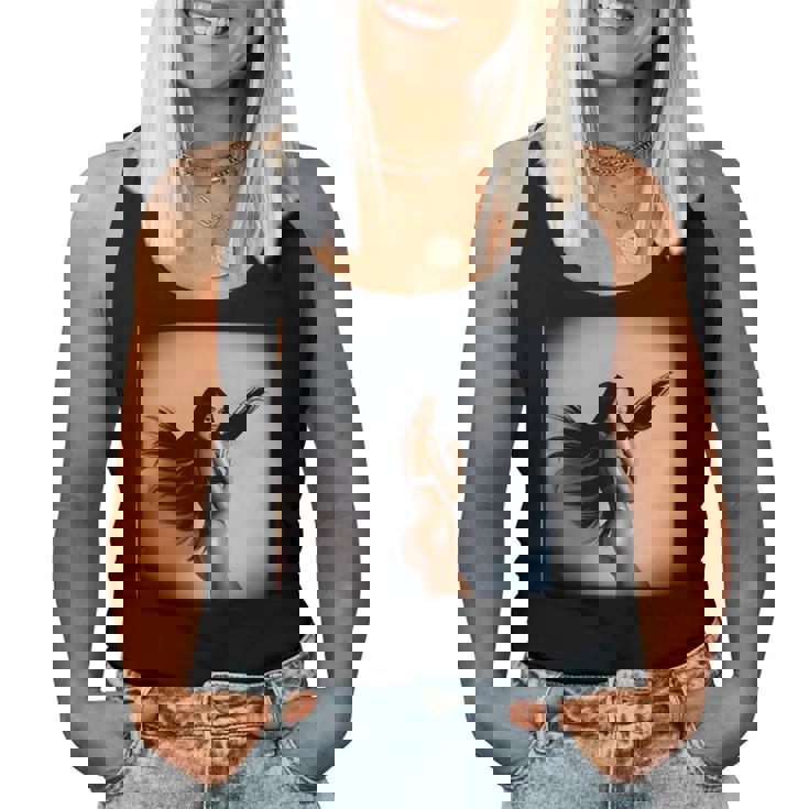 Pinup Girl 男性用 セクシーなブルネットファッションモデル 長袖tシャツ レディースタンクトップ