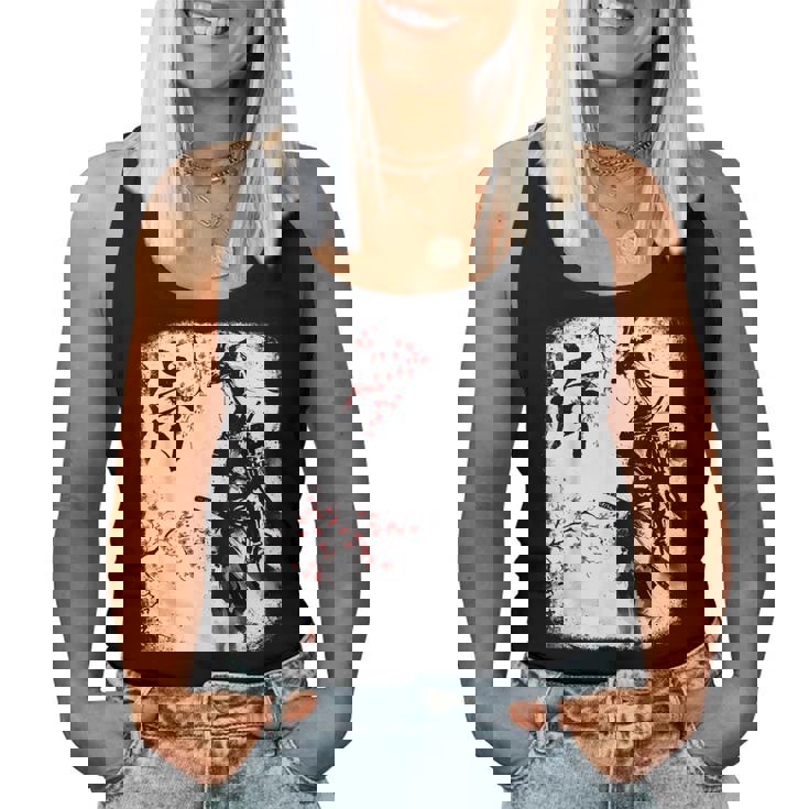 Samurai Giraffe Ninja Budo Japan Worrior Cherry Blosson レディースタンクトップ