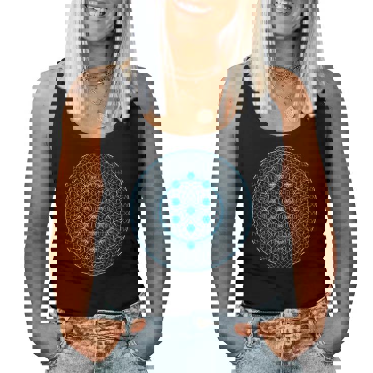 カバラの木と生命の神聖な幾何学の花 レディースタンクトップ