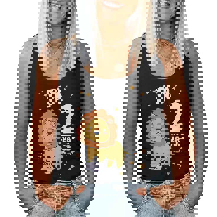 キッズ 2歳の誕生日 ライオン 2歳 男の子 女の子 レディースタンクトップ