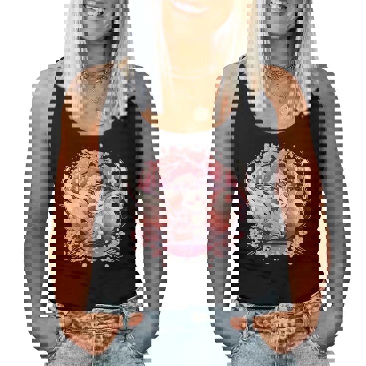 キツネ キツネ 九尾キツネ 桜花 レディースタンクトップ