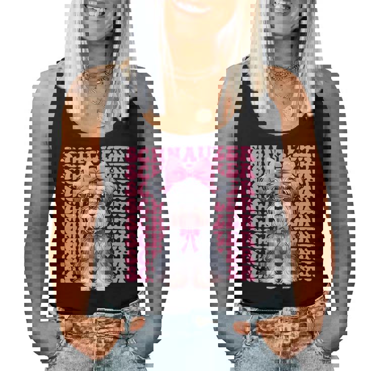 コケット リボン シュナウザー 女の子 犬 ママ 母の日 ピンク レディースタンクトップ