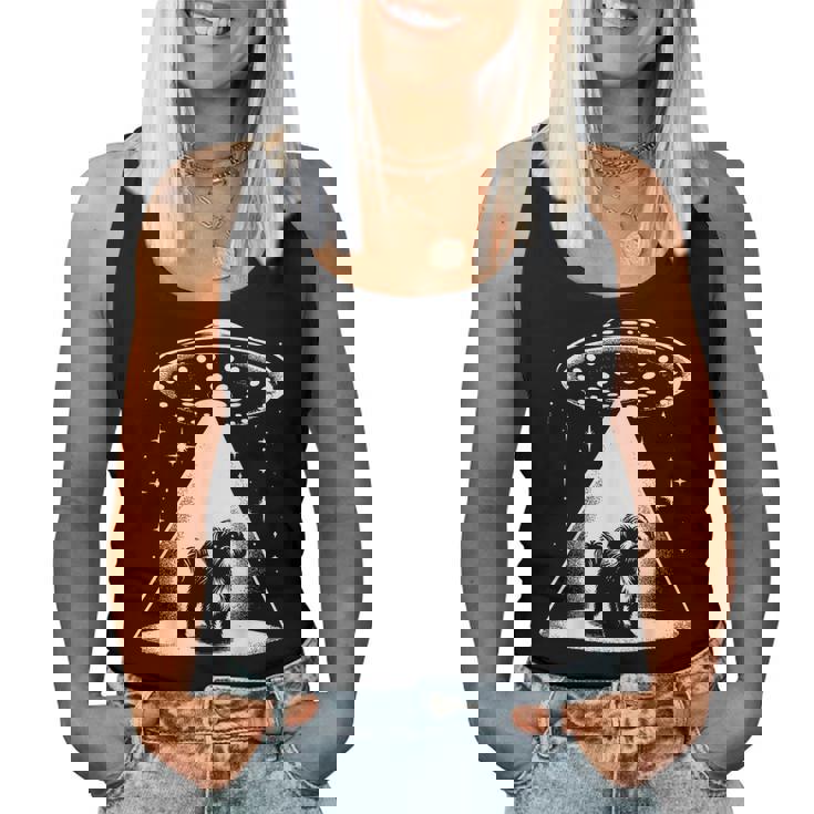 シーズー Mom Dad Dog Alien Ufo レディースタンクトップ