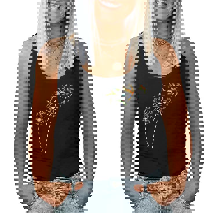 タンポポの花 インコ 鳥好き レディースタンクトップ