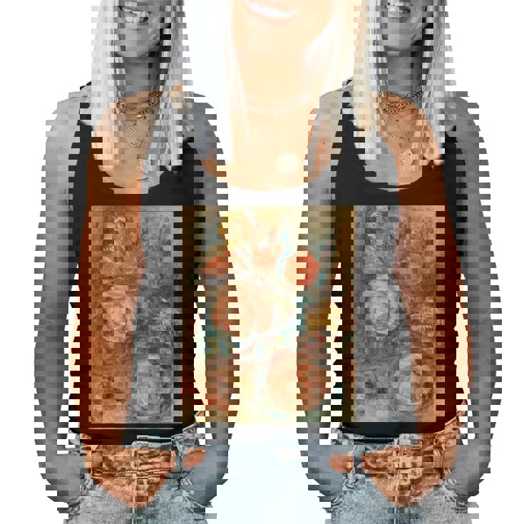 バラの花束 ルノワール 印象派 カラフル絵画 レディースタンクトップ