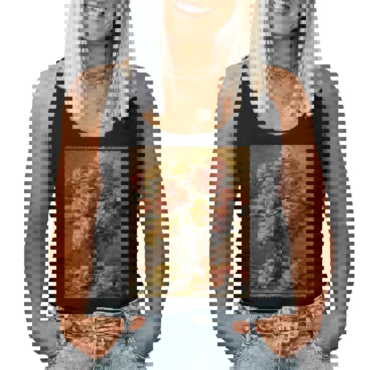 ピエール・オーギュスト・ルノワール作「花瓶の中のバラ」 ガーデンフラワー レディースタンクトップ