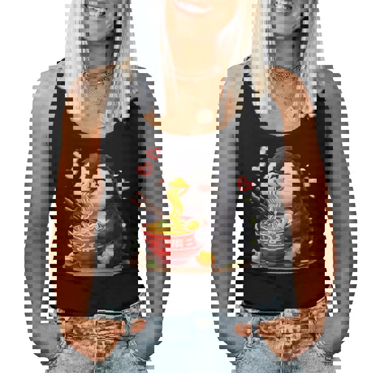 ペンギン食べる ラーメン 麺 ペンギン 男の子 女の子 キッズ 大人 レディースタンクトップ