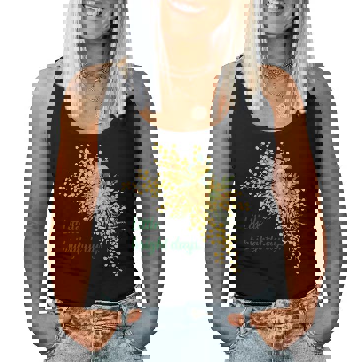 ミモザ 花柄 Little Bright Days ナチュラル 春カラー フラワーデザイン 長袖tシャツ レディースタンクトップ