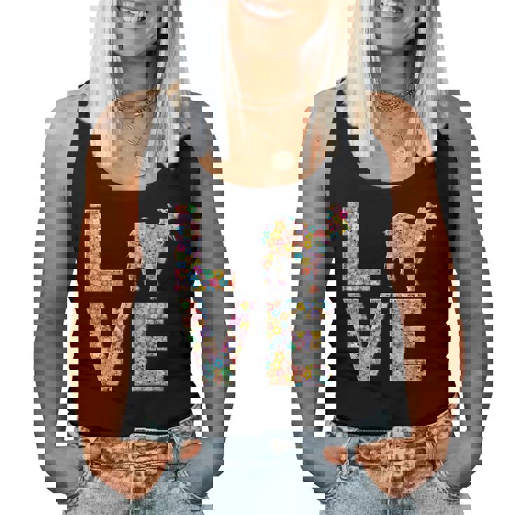 ヤギの動物愛の花 レディースタンクトップ