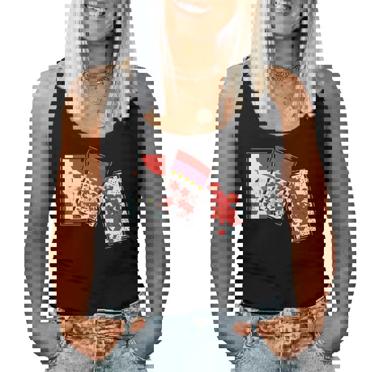 日本の伝統工芸品 花札 男性 女性 長袖tシャツ レディースタンクトップ