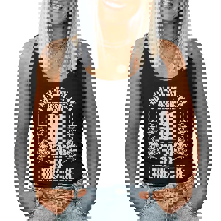 男性、女性、91歳の誕生日への91歳の誕生日プレゼント レディースタンクトップ