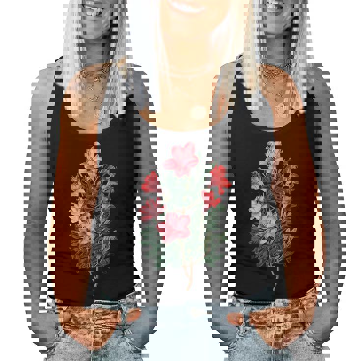 美しいツツジの花のイラストブルーム植物愛好家 長袖tシャツ レディースタンクトップ