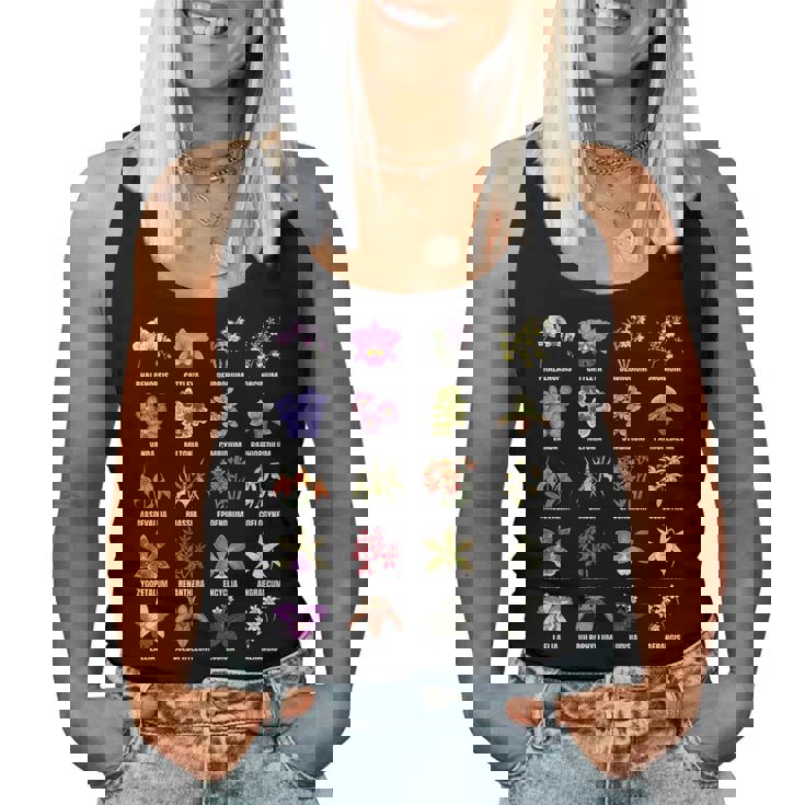 蘭の花の種類植物チャートガイド レディースタンクトップ