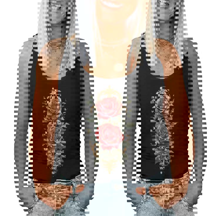 赤いバラ 花 ボタニスト 庭の花 赤いバラ 長袖tシャツ レディースタンクトップ