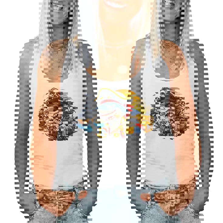 Beer Dad Piratehark グラフィック 漫画 海 アドベンチャーシャツ レディースタンクトップ