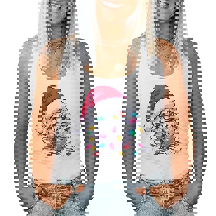 Golf Ball Santa Hat Christmas Golfing Xmas Lights Tri-Blend Women Tank Top