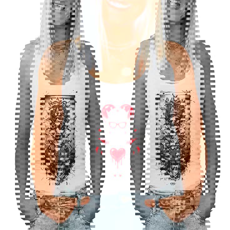 Rojo Reina De Corazones Corona Rebelde Gafas Deol Poker Card Es Camiseta sin mangas para mujer