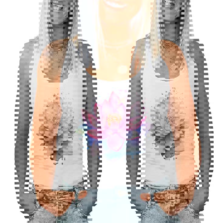 蓮の花 ユリパッド、自然、花、ビューティーアート レディースタンクトップ