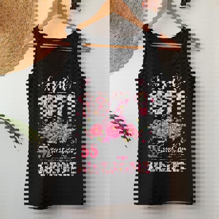 55歳 1971年4月 花柄 55歳 誕生日 男性 女性 レディースタンクトップ 面白い贈り物