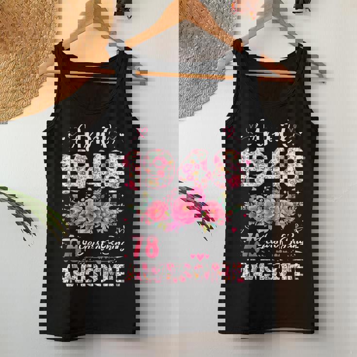78歳 1948年4月 花柄 78歳 誕生日 男性 女性 レディースタンクトップ 面白い贈り物