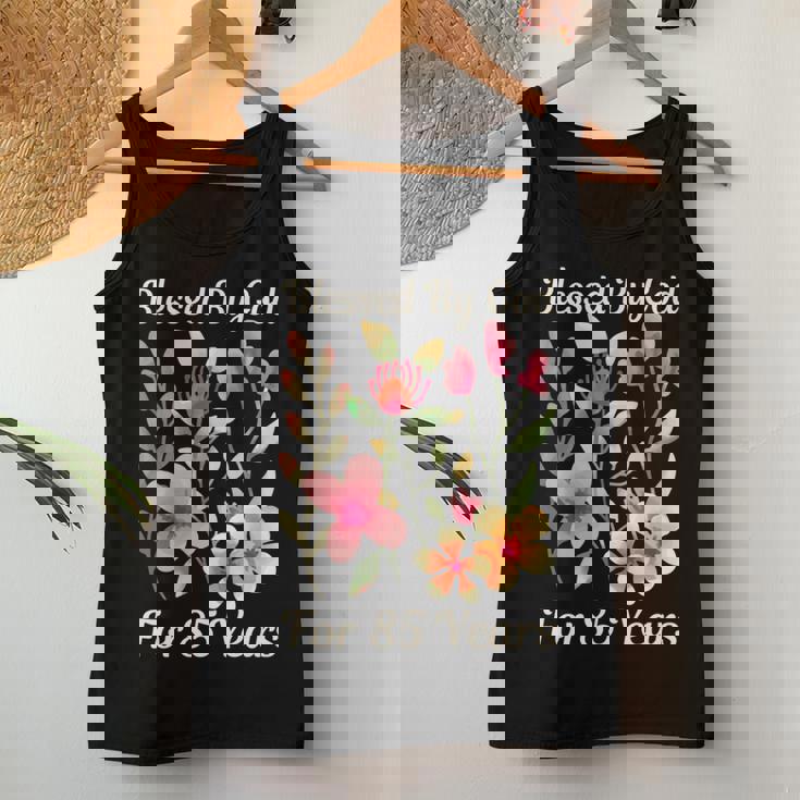 85歳 神様の祝福 かわいい庭の花 85歳の誕生日 長袖tシャツ レディースタンクトップ 面白い贈り物