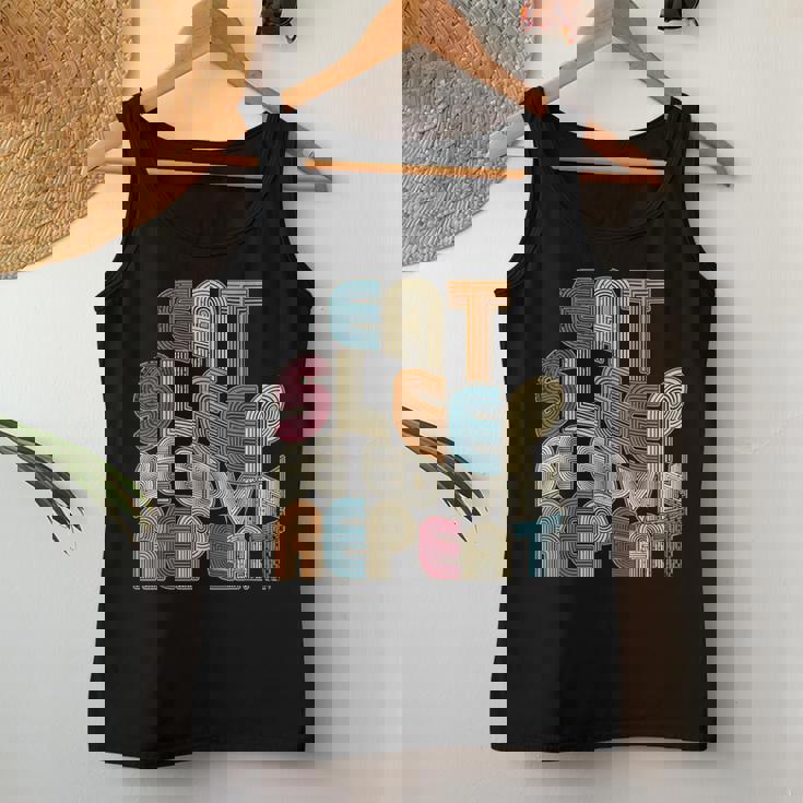 Eatleep Be Edwin Repeat Groovy Retro Edwin レディースタンクトップ 面白い贈り物