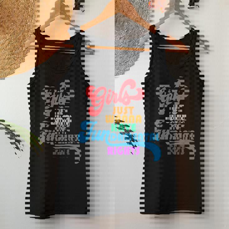 Girls Just Wanna Have Fundamental Rights カラフル レインボー レディースタンクトップ 面白い贈り物