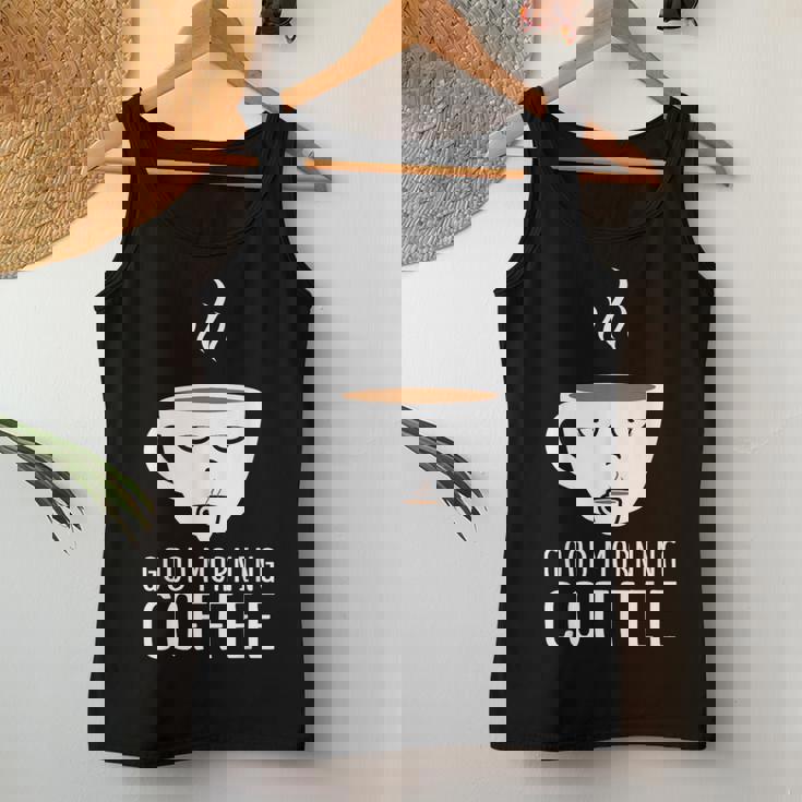 Good Morning Coffee-疲れた人のためのカフェイン レディースタンクトップ 面白い贈り物