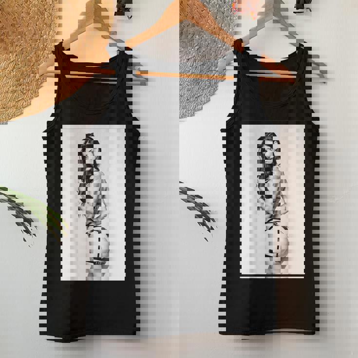 Hot Girl On 男性用 セクシー ブルネット ピンナップガール B&W レディースタンクトップ 面白い贈り物