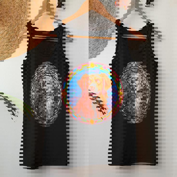 Novacotia Duck Tolling Retriever Toller Dog ステンドグラス レディースタンクトップ 面白い贈り物