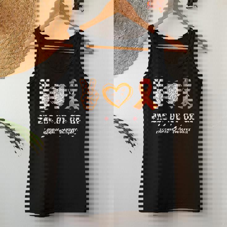 Peace Love Cure 白血病 意識啓発 男性 女性 子供 白血病 レディースタンクトップ 面白い贈り物