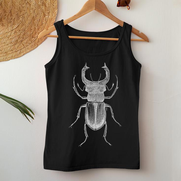 クワガタ愛好家と昆虫学者のためのヴィンテージ昆虫アート クールなクワガタ Cooltag Beetle レディースタンクトップ 面白い贈り物