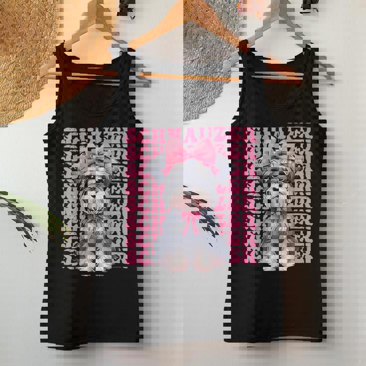 コケット リボン シュナウザー 女の子 犬 ママ 母の日 ピンク レディースタンクトップ 面白い贈り物