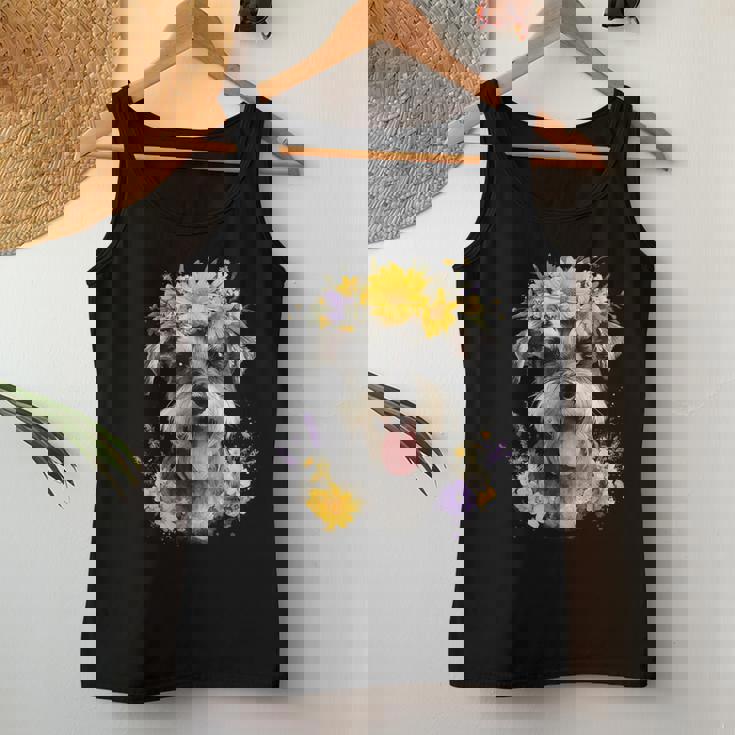 シュナウザー ママ 犬好き 母の日 レトロ 花 レディースタンクトップ 面白い贈り物