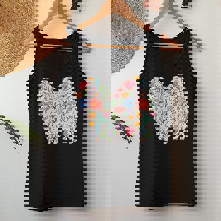 チャウチャウ 水彩 花 デザイン レディースタンクトップ 面白い贈り物