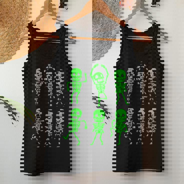 ハロウィン ダンシングスケルトン グリーン 不気味な男の子 女の子 キッズ レディースタンクトップ 面白い贈り物