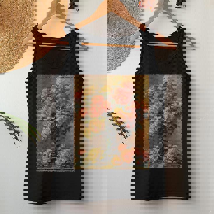 ピエール・オーギュスト・ルノワール作「花瓶の中のバラ」 ガーデンフラワー レディースタンクトップ 面白い贈り物