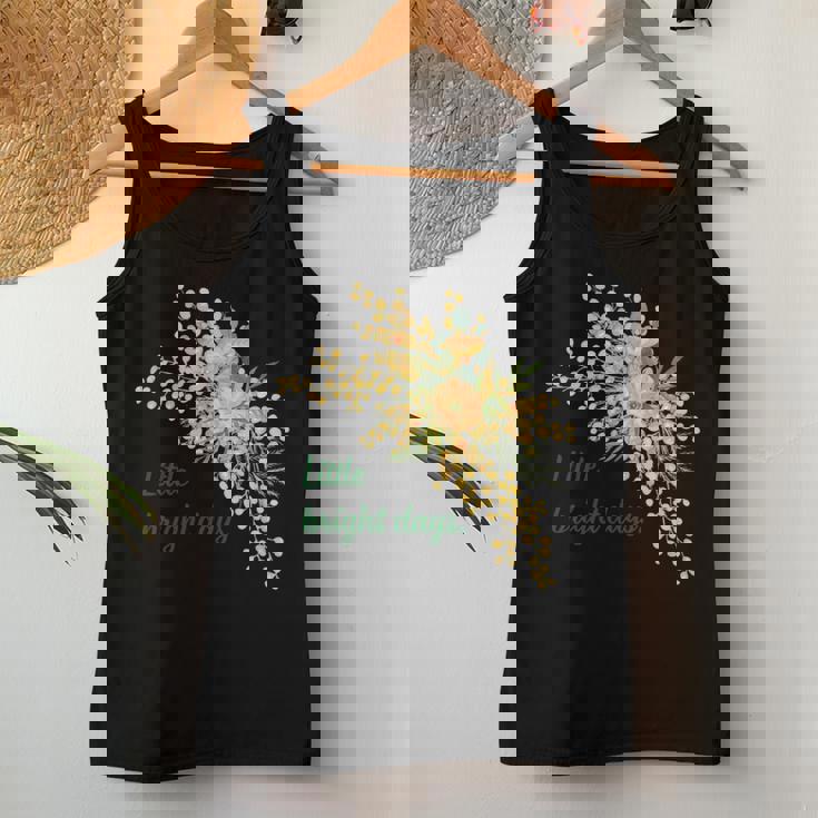 ミモザ 花柄 Little Bright Days ナチュラル 春カラー フラワーデザイン 長袖tシャツ レディースタンクトップ 面白い贈り物