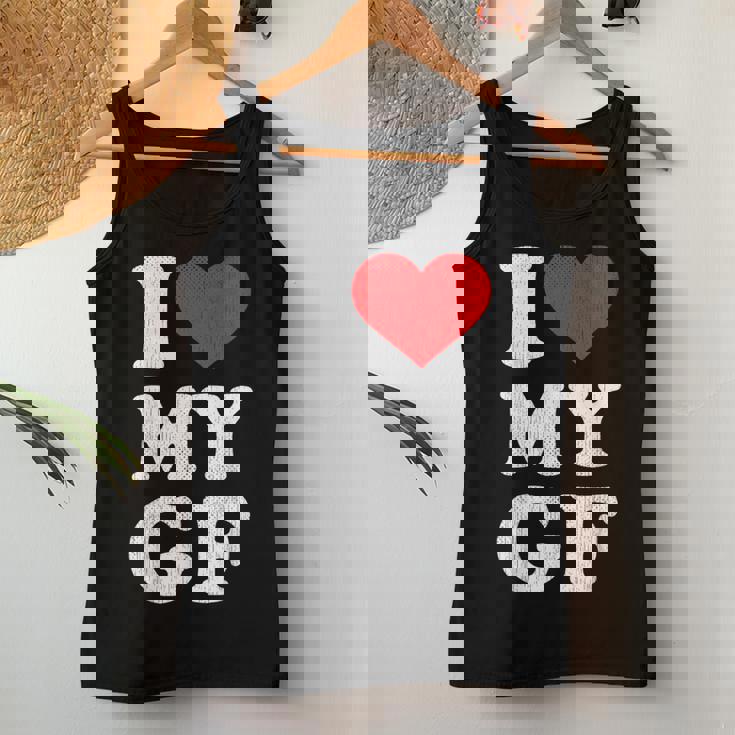 ユーズド加工 I Heart My Girlfriend アパレル I Love My Gf レディースタンクトップ 面白い贈り物