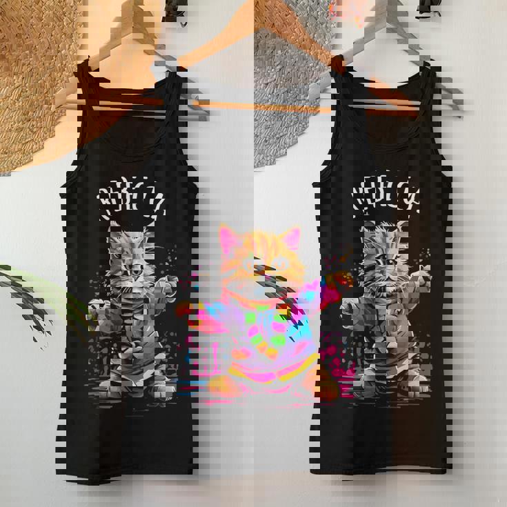 レベッカ 踊る子猫デザイン 女の子 名前 レベッカ レディースタンクトップ 面白い贈り物