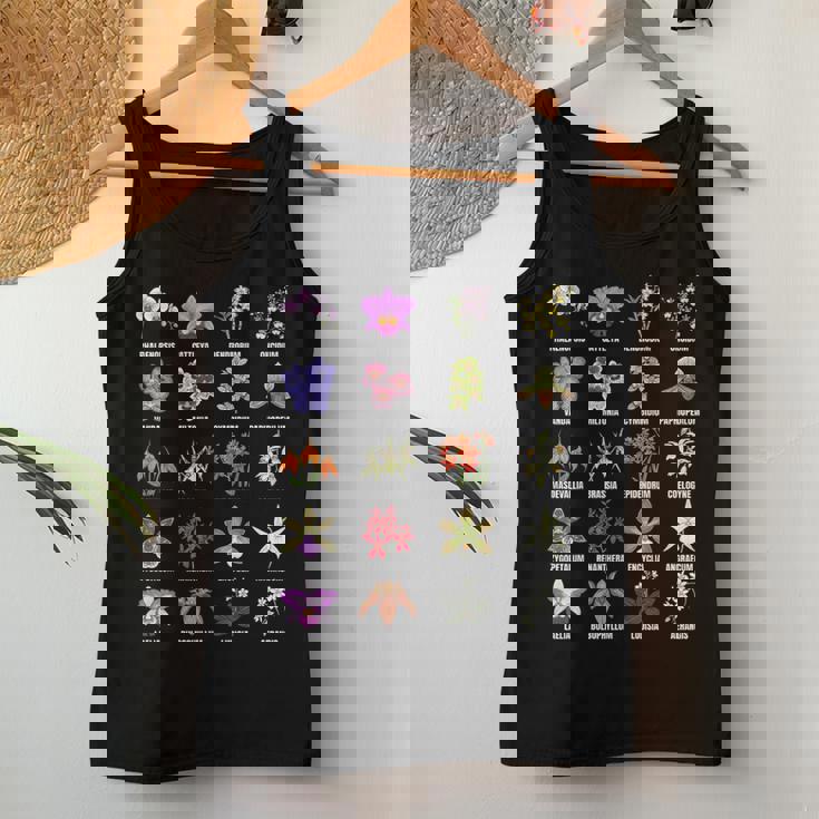 蘭の花の種類植物チャートガイド レディースタンクトップ 面白い贈り物