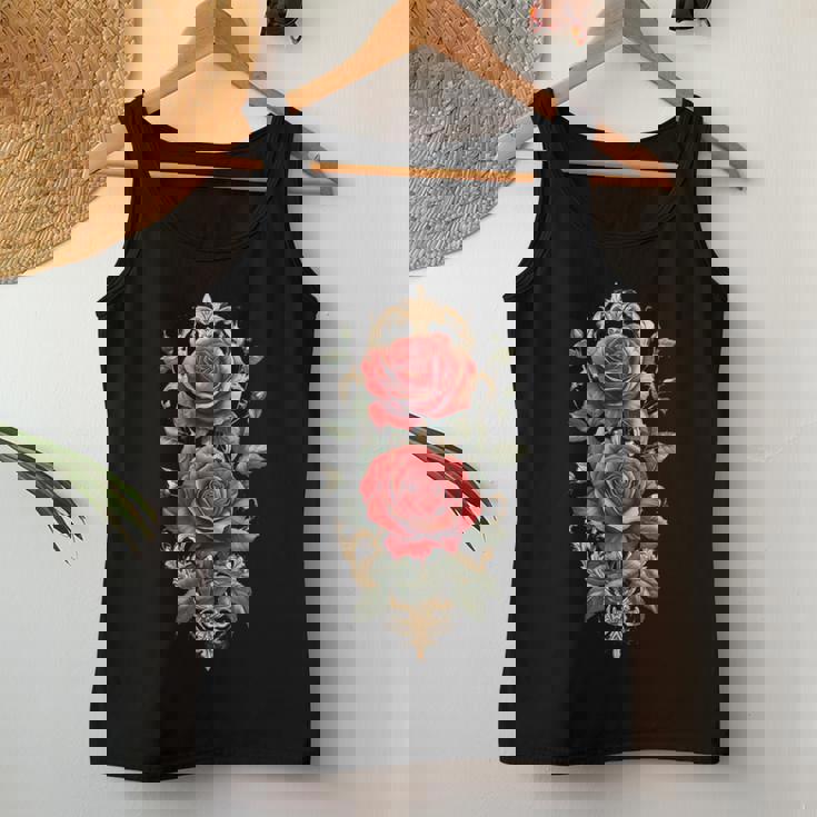 赤いバラ 花 ボタニスト 庭の花 赤いバラ 長袖tシャツ レディースタンクトップ 面白い贈り物