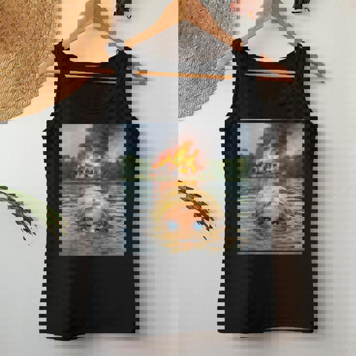 面白い人形の顔の服 ミーム 女性 男性 ヴィンテージ 水泳 レディースタンクトップ 面白い贈り物