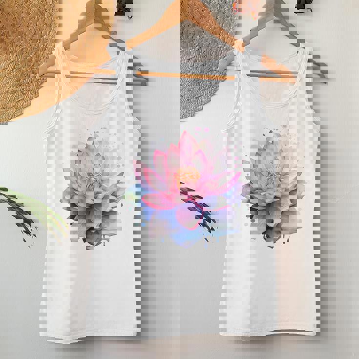 蓮の花 ユリパッド、自然、花、ビューティーアート レディースタンクトップ 面白い贈り物