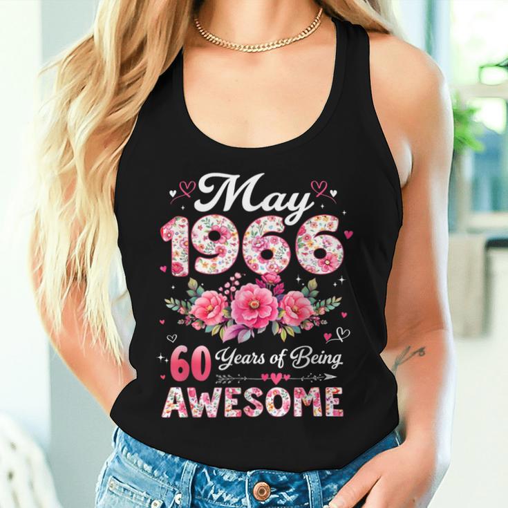 60歳 1966年5月 花柄 60歳 誕生日 男性 女性 レディースタンクトップ 彼女への贈り物