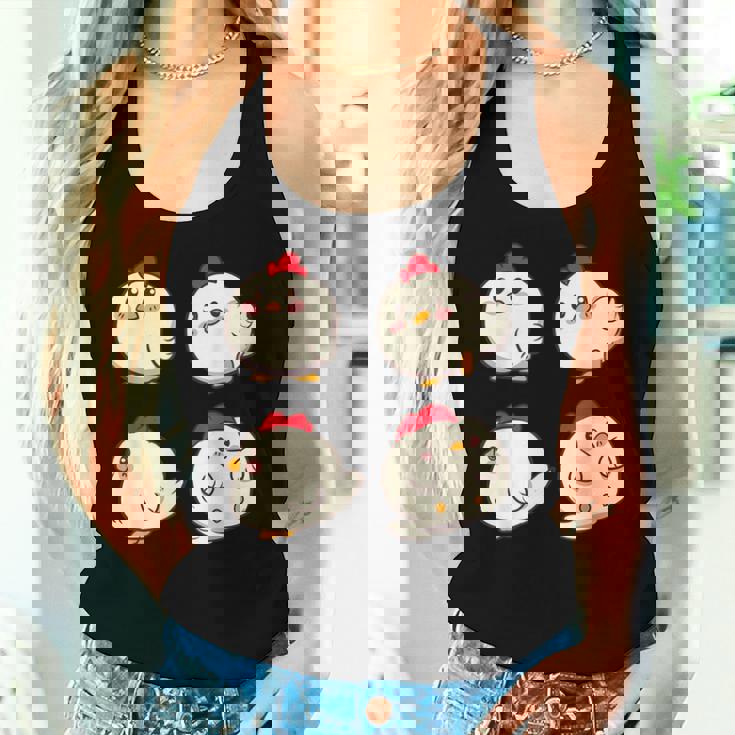 Chicken Chickens Cute Kawaii Anime Kawaii Japan レディースタンクトップ 彼女への贈り物