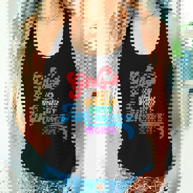 Girls Just Wanna Have Fundamental Rights カラフル レインボー レディースタンクトップ 彼女への贈り物