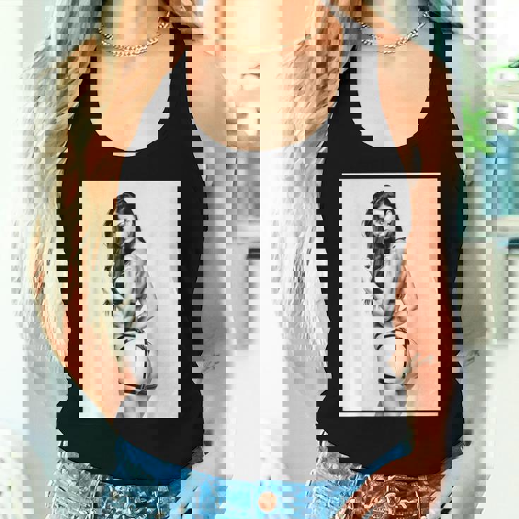 Hot Girl On 男性用 セクシー ブルネット ピンナップガール B&W レディースタンクトップ 彼女への贈り物